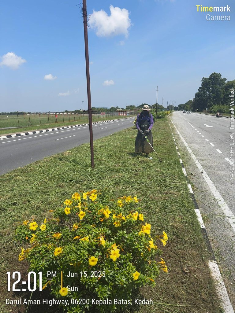 MBAS BANTU PIHAK JKR DAN THB BAGI KERJA-KERJA PEMOTONGAN RUMPUT DI JALAN PROTOKOL.
